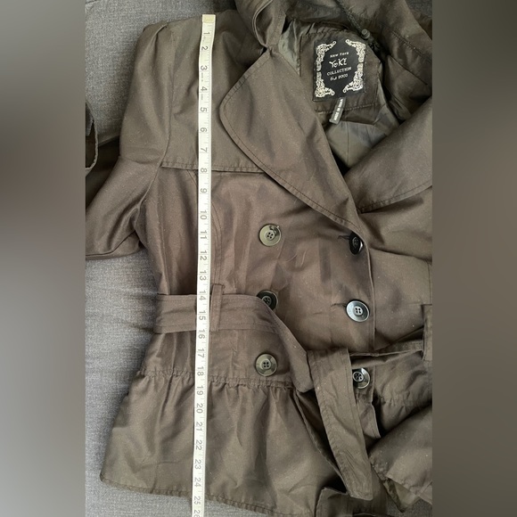 Black New York Yoki Trench Coat - XL Juniors - Picture 6 of 9